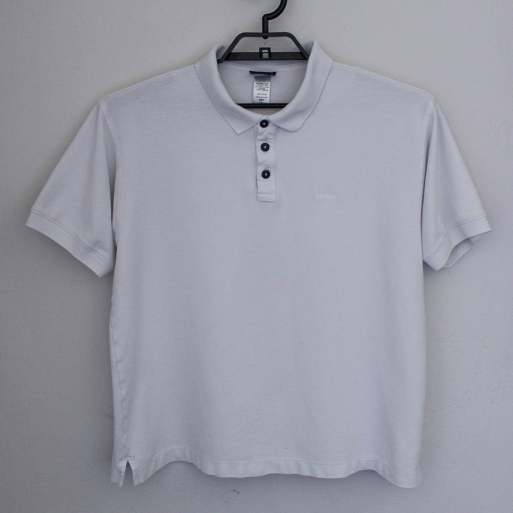 Patagonia Polo Shirt Mens Large White Organic Cotton Short Sleeve Pullover